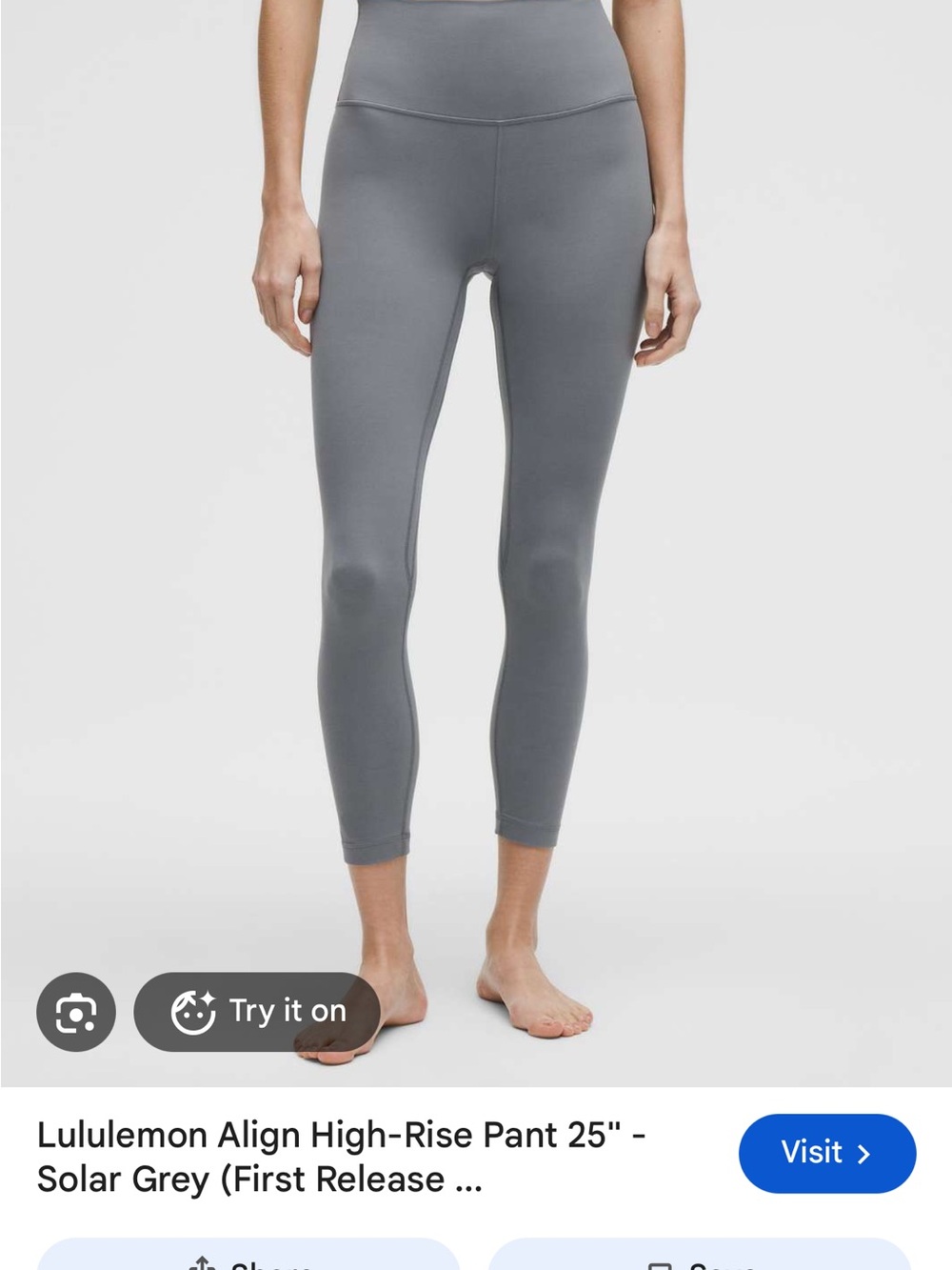 Lululemon Align High-Rise 25" Legging Size 4 - Solar Gray